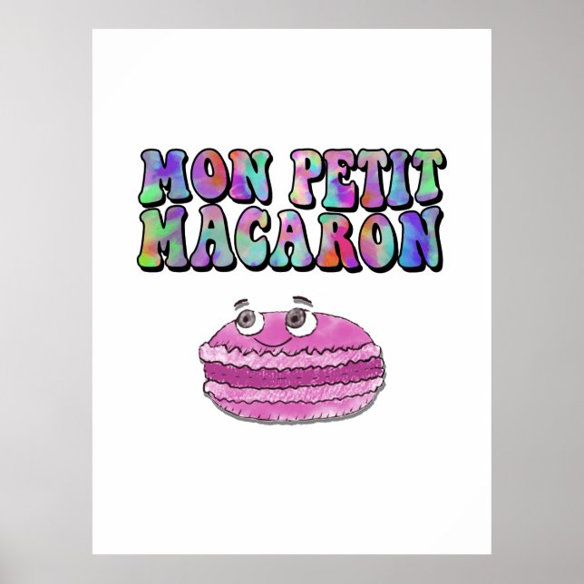 Mon Petit Macaron Retro Tie Dye Groovy Text Poster (Framsidan)