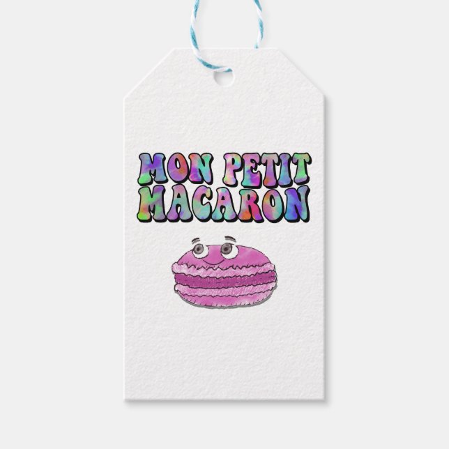Mon Petit Macaron Retro Tie Dye Groovy Text Presentetikett (Framsidan)