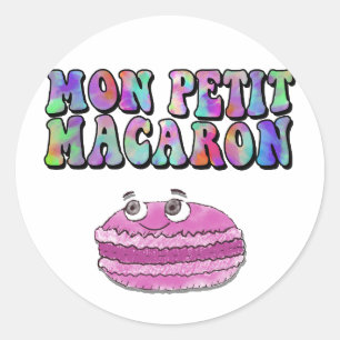Mon Petit Macaron Retro Tie Dye Groovy Text Runt Klistermärke