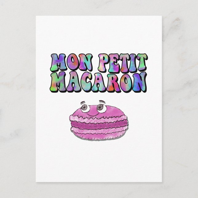 Mon Petit Macaron Retro Tie Dye Groovy Text Vykort (Framsida)