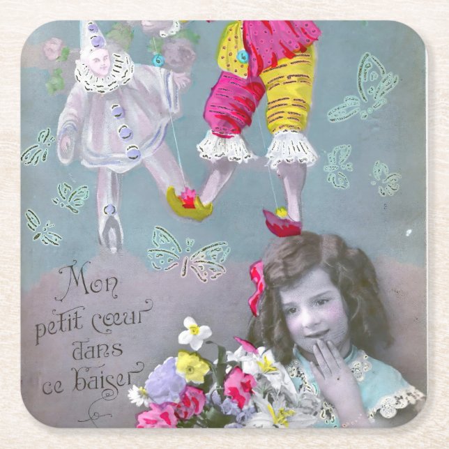 Mon petite coeur dans ce baiser 2 underlägg papper kvadrat (Framsidan)