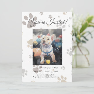 Mon Toutou French Inspired Dog Birthday Invitation Inbjudningar