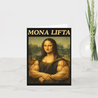 Mona Lifta Rolig Mona Lisa Lyfter Träning Gen Z Kort