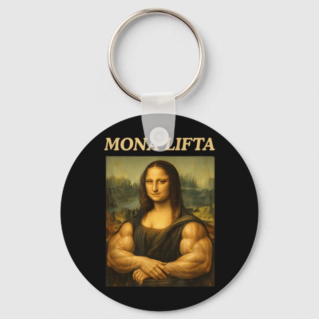 Mona Lifta Rolig Mona Lisa Lyfter Träning Gen Z Nyckelring (Framsida)
