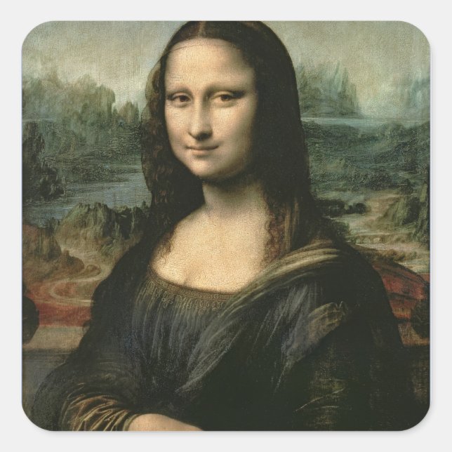 Mona Lisa, 1503-6 Fyrkantigt Klistermärke (Framsida)