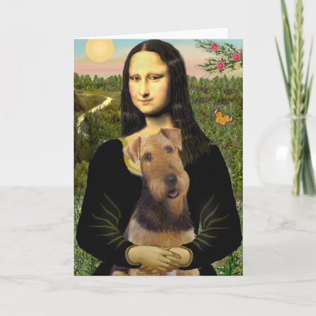 Mona Lisa - Airedale Terrier (#1) Helgkort (Framsida)