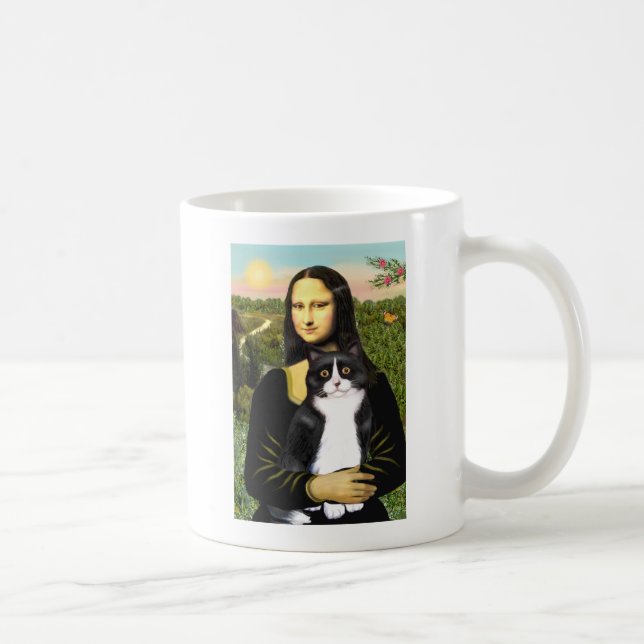 Mona Lisa - Am SH svart och vit katt Kaffemugg (Höger)