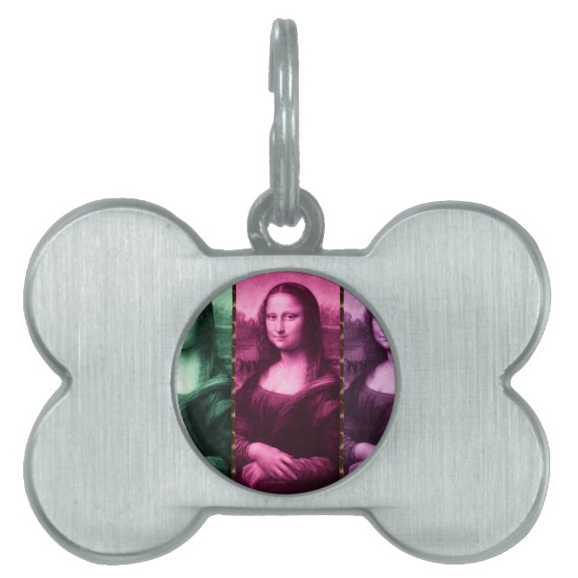 Mona Lisa Animal Print Grönt Rosa Lila ID-bricka Husdjur (Framsidan)