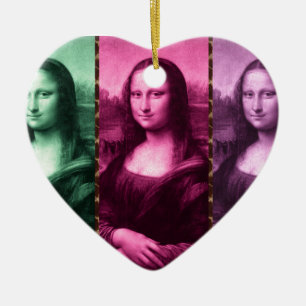 Mona Lisa Animal Print Grönt Rosa Lila Julgransprydnad Keramik