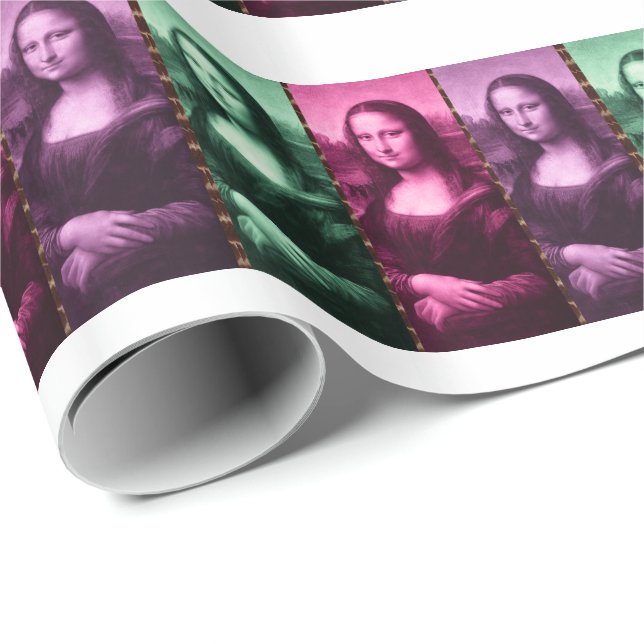 Mona Lisa Animal Print Grönt Rosa Lila Presentpapper (Rullad Hörn)
