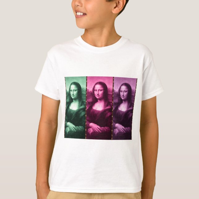 Mona Lisa Animal Print Grönt Rosa Lila Tee Shirt (Framsida)