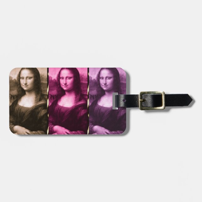 Mona Lisa Animal Print Lila Rosa Chocolate Bagagebricka (Horisontell Framsida)