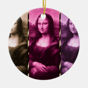 Mona Lisa Animal Print Lila Rosa Chocolate Julgransprydnad Keramik