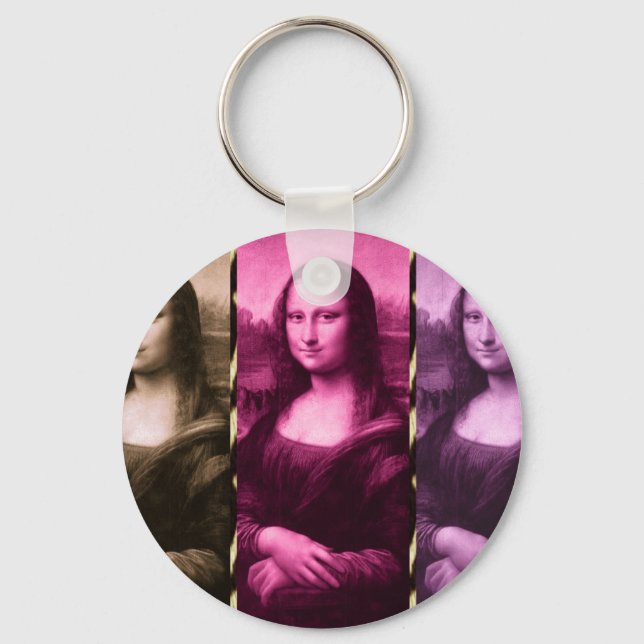 Mona Lisa Animal Print Lila Rosa Chocolate Nyckelring (Framsida)