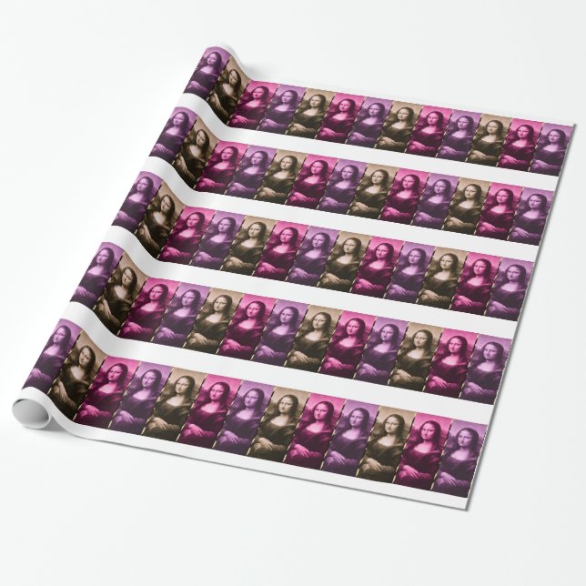 Mona Lisa Animal Print Lila Rosa Chocolate Presentpapper (Utrullad)