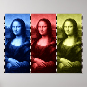 Mona Lisa Animal Print Primary Färg Poster
