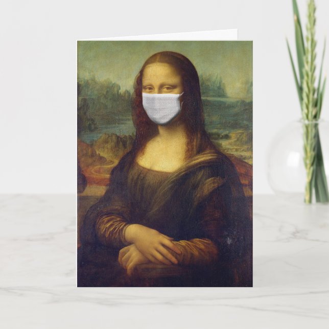 MONA LISA ANSIKTE MASK GREETING CARD, JUST FÖR ROL KORT (Framsida)