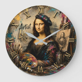 Mona Lisa Artist Funny Painter Studio Stor Klocka