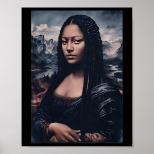 Mona Lisa Av Alphaone Svart Afro Drottning Svart H Poster