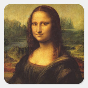 Mona Lisa av Leonardo Da Vinci Fyrkantigt Klistermärke