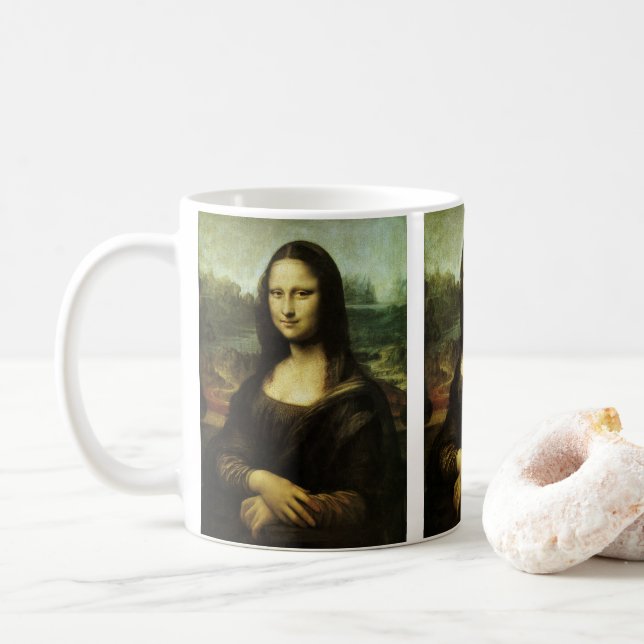 Mona Lisa av Leonardo da Vinci, Renaissance Art Kaffemugg (Med munk)