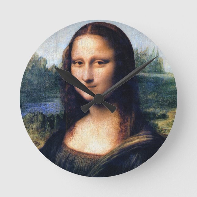 Mona Lisa av Leonardo Da Vinci Rund Klocka (Framsida)