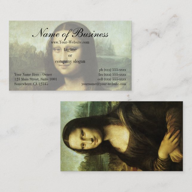 Mona Lisa (även känd som La Gioconda) av Leonardo  Visitkort (Fram/baksida)