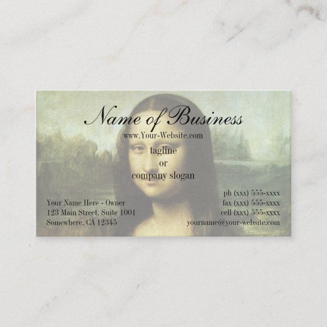 Mona Lisa (även känd som La Gioconda) av Leonardo  Visitkort (Framsida)