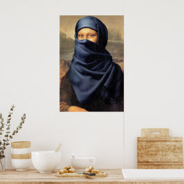 Mona Lisa bär en scarf Leonardo da Vinci Poster