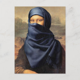 Mona Lisa bär en scarf Leonardo da Vinci Vykort