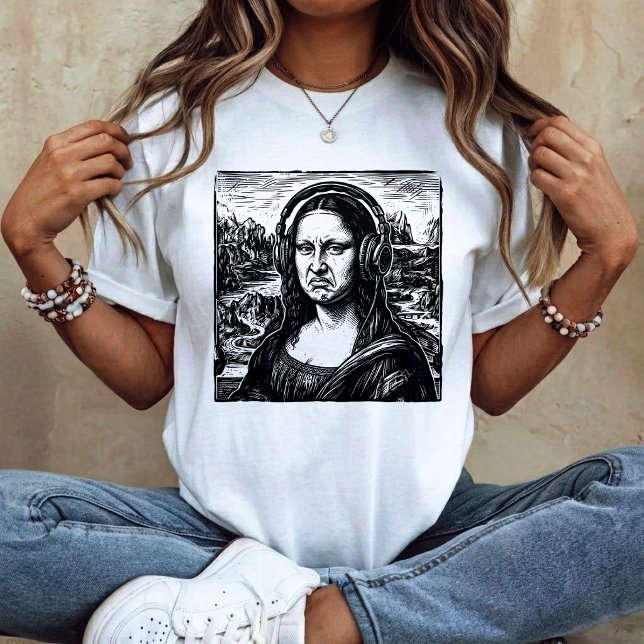 Mona Lisa Basface Roliga Musikälskare DJs  T Shirt (Skapare uppladdad)