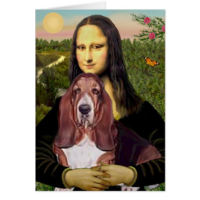 Mona Lisa - Basset Hound #1 Hälsningskort (Framsidan)