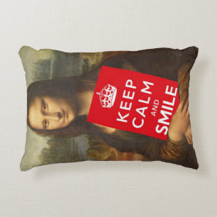 Mona Lisa Behålla Lugn och Smile Prydnadskudde