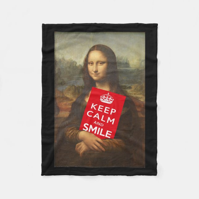 Mona Lisa Behållas Lugn och Smiles Fleecefilt (Framsidan)