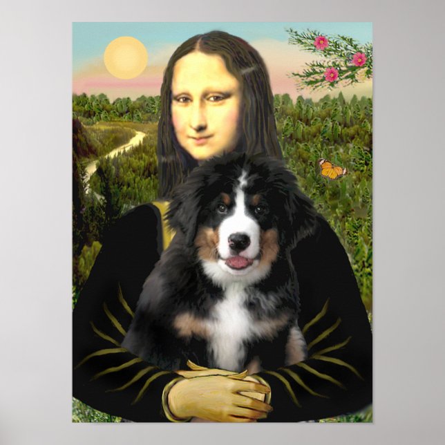 Mona Lisa - Bernese Mountain Hund Puppy Poster (Framsidan)