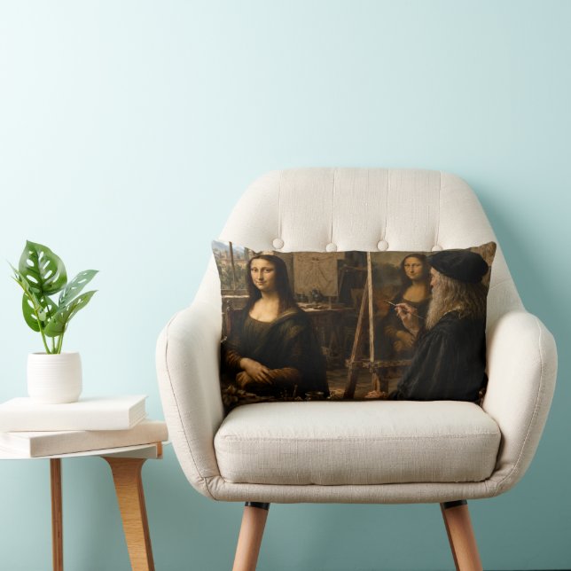Mona Lisa besöker Leonardo Da Vincis ateljé Lumbarkudde (Stol)