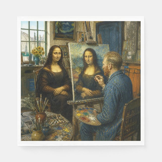 Mona Lisa besöker Vincent van Goghs ateljé Pappersservett (Framsidan)