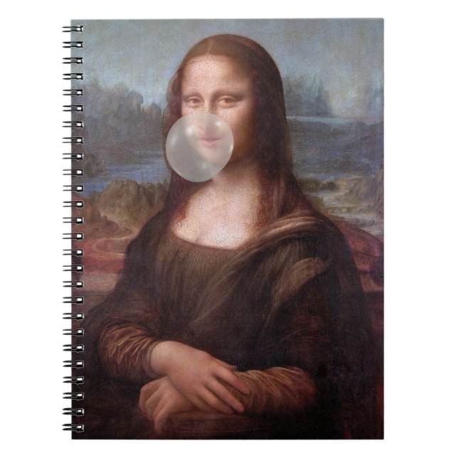 Mona Lisa blåser en grått bubbelgum Anteckningsbok (Framsidan)