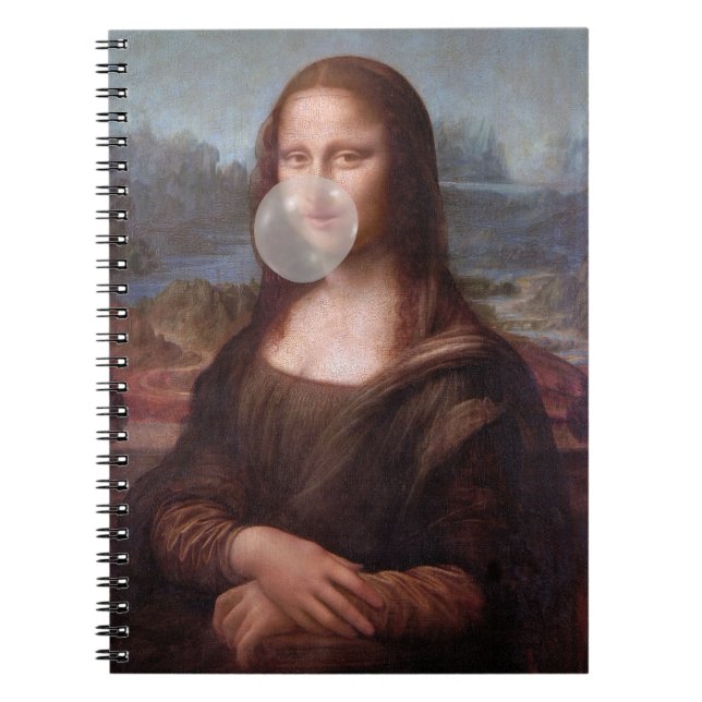 Mona Lisa blåser grått bubbelgum Anteckningsbok (Framsidan)