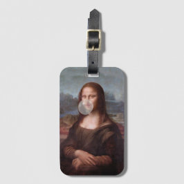 Mona Lisa blåser grått bubbelgum Bagagebricka