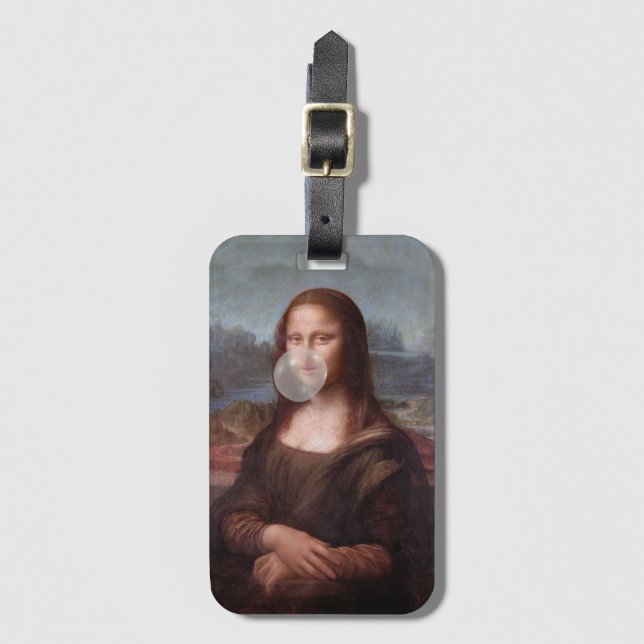 Mona Lisa blåser grått bubbelgum Bagagebricka (Framsida vertikal)