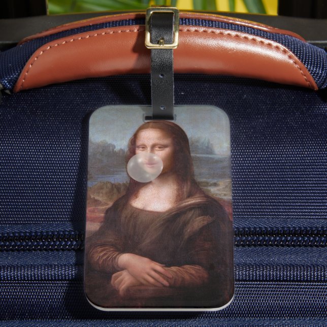 Mona Lisa blåser grått bubbelgum Bagagebricka (Framsida Insitu 2)