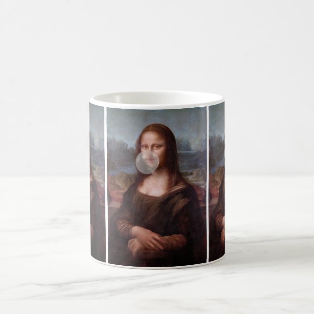 Mona Lisa blåser grått bubbelgum Kaffemugg (Center)