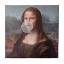 Mona Lisa blåser grått bubbelgum