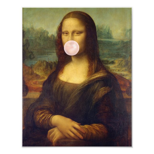 Mona Lisa Blåser Rosa Tuggummi  Fototryck (Framsidan)