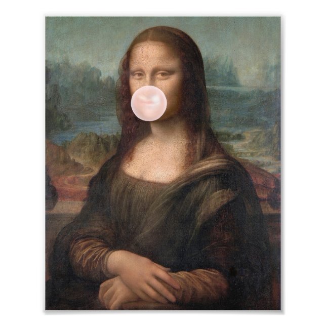 Mona Lisa Blåser Rosa Tuggummi  Fototryck (Framsidan)