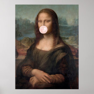 Mona Lisa Blåser Rosa Tuggummi Poster