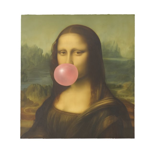 Mona Lisa Blowing Rosa Bubble Gum Anteckningsblock (Framsida)