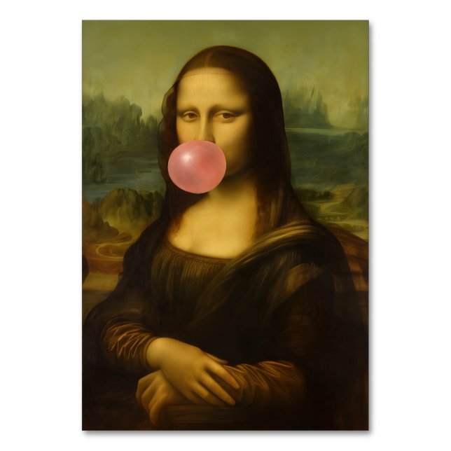 Mona Lisa Blowing Rosa Bubble Gum Bordsnummer (Framsidan)