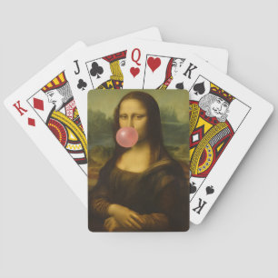 Mona Lisa Blowing Rosa Bubble Gum Casinokort